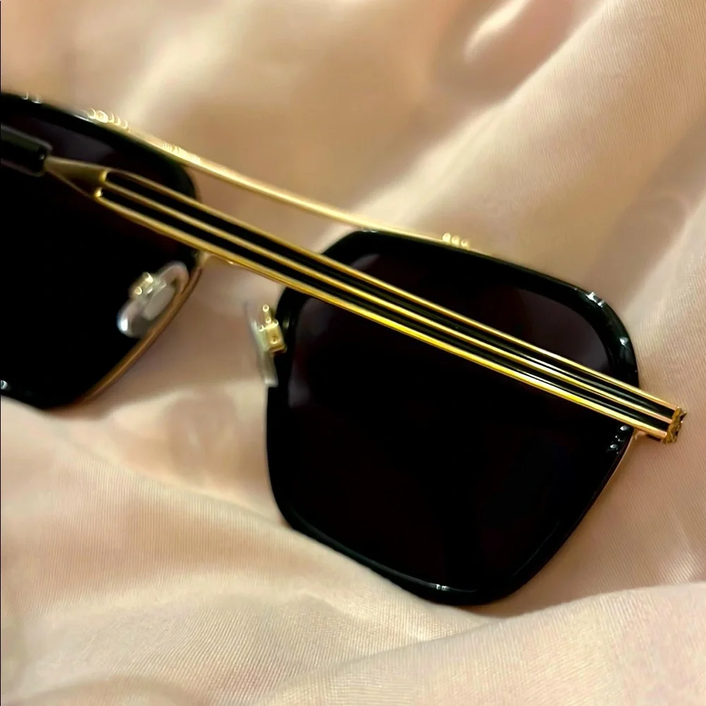 XOXO Black & Gold Oversized Geometric Sunglasses